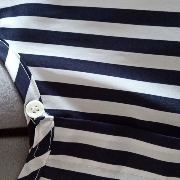 Vintage Russ Petites blue white stripes long sleeve light weight blouse small - Picture 3 of 7